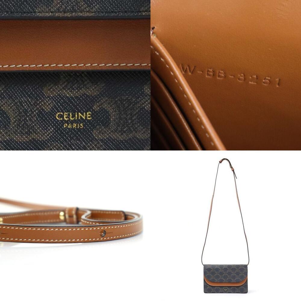 Celine shoulder canvas wallet Triomphe bag brown coated - Picture 4 of 4
